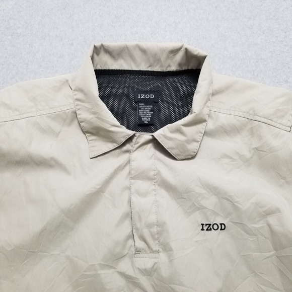 Izod Jacket Mens‎ XL Ivory Pockets Snap Outdoor Windbreaker Lightweight - Picture 6 of 13